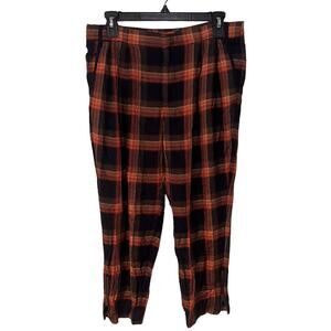 Cartonnier by Anthropologie Tartan Plaid Ankle Pants Black Motif Size 6P